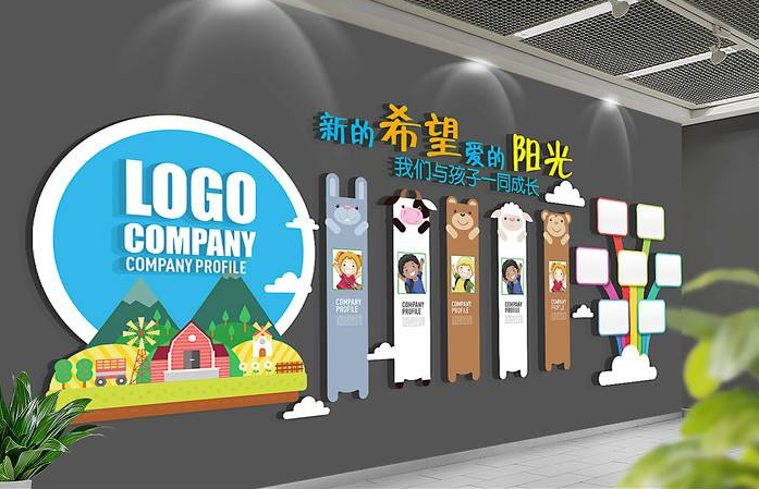 卡通兒童幼兒園文化墻圖