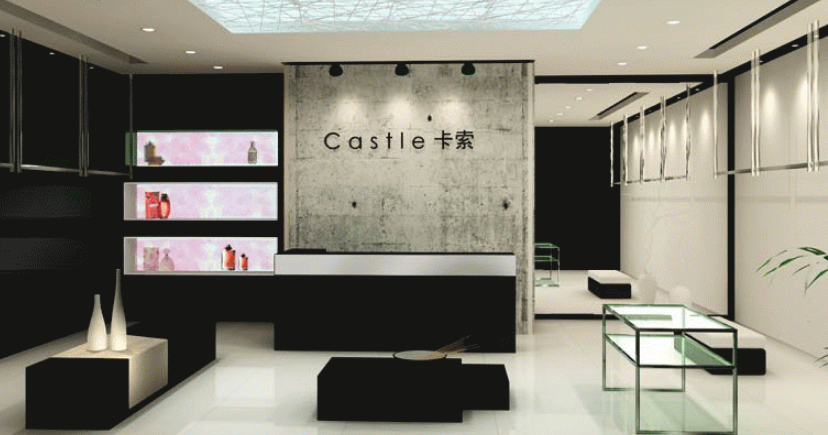 美容院吧臺展柜形象墻美發店展柜圖片