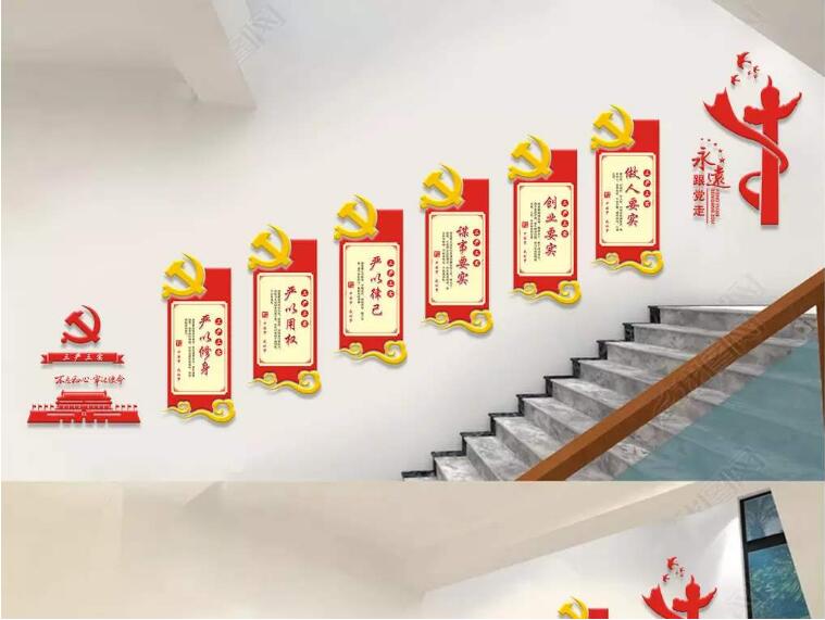 小區樓梯黨建文化墻創意設計圖片