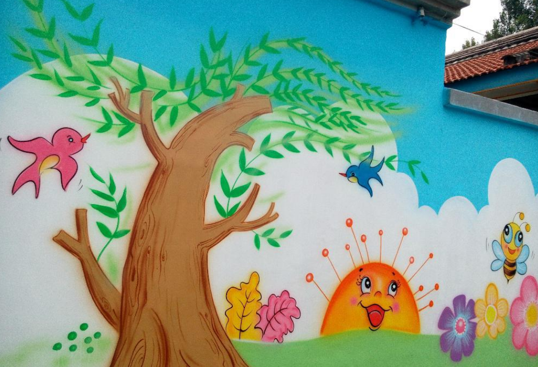 墻體藝術彩繪,幼兒園卡通噴繪文化墻制作效果圖