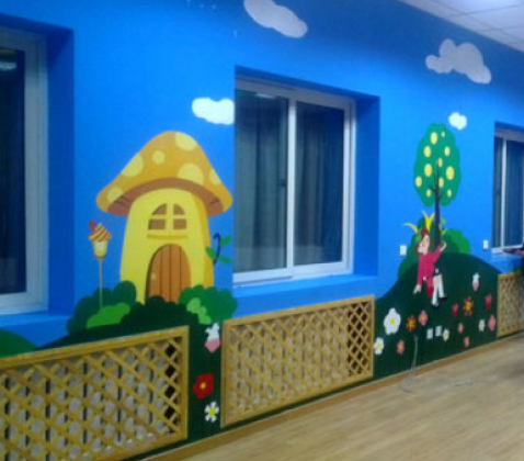 濟南幼兒園墻體彩繪文化墻制作
