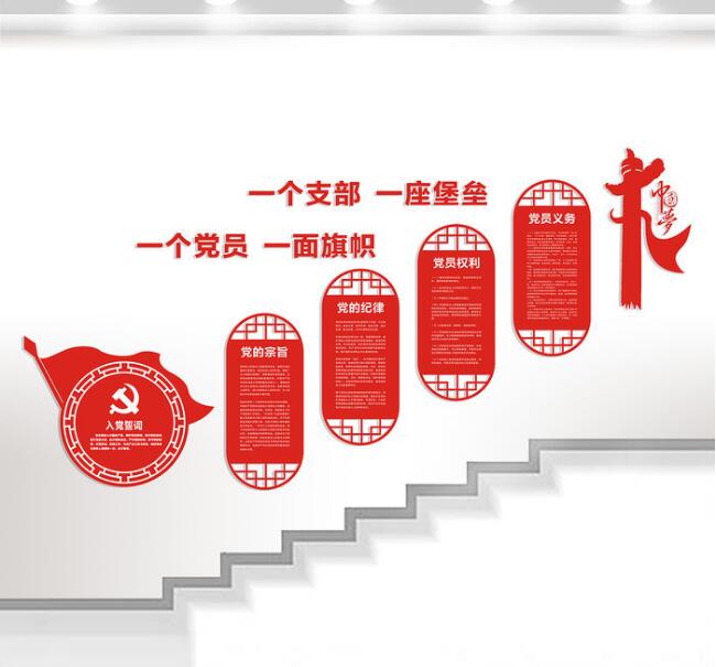中國夢黨建樓梯文化墻設計圖