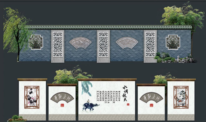 中國風社區鄰里和諧社區文化墻