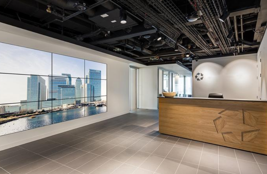 文化酒店公司辦公室前臺展示柜裝修設計效果圖