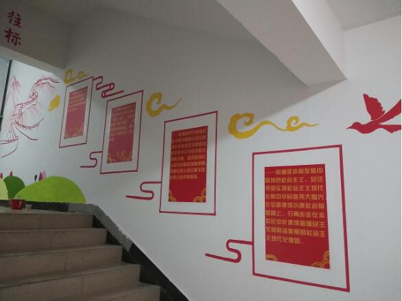 文明社區樓道黨建文化墻彩繪制作效果圖