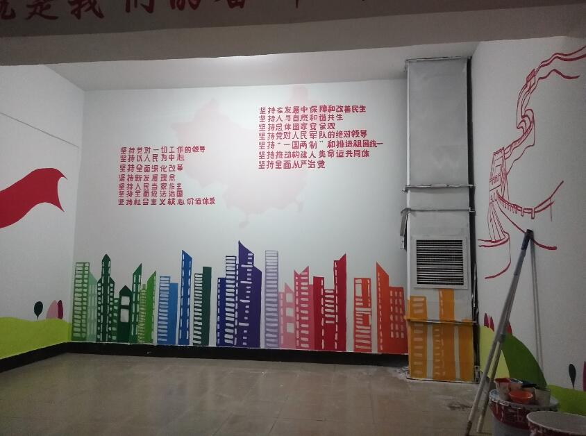 幸福社區樓道黨建文化墻彩繪制作效果圖
