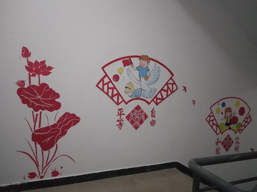 濱江社區樓道黨建文化墻彩繪制作效果圖