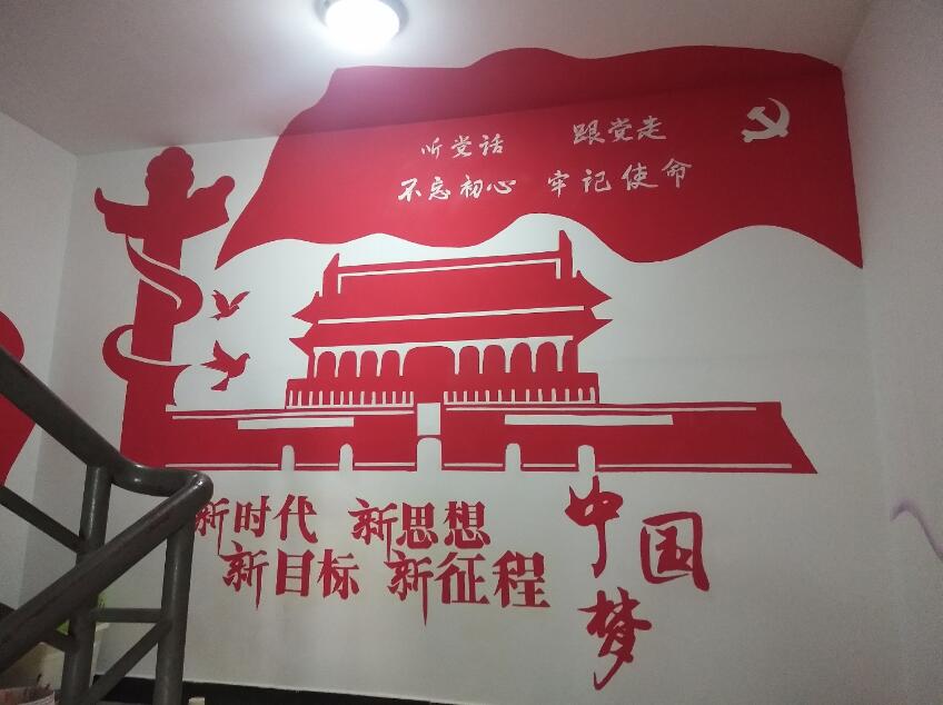 西街社區樓道黨建文化墻彩繪制作效果圖