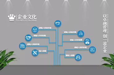 簡潔企業(yè)歷程大型辦公形象墻3d企業(yè)文化墻