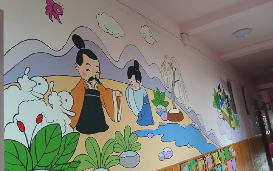 象山城市幼兒園文化墻彩繪圖片