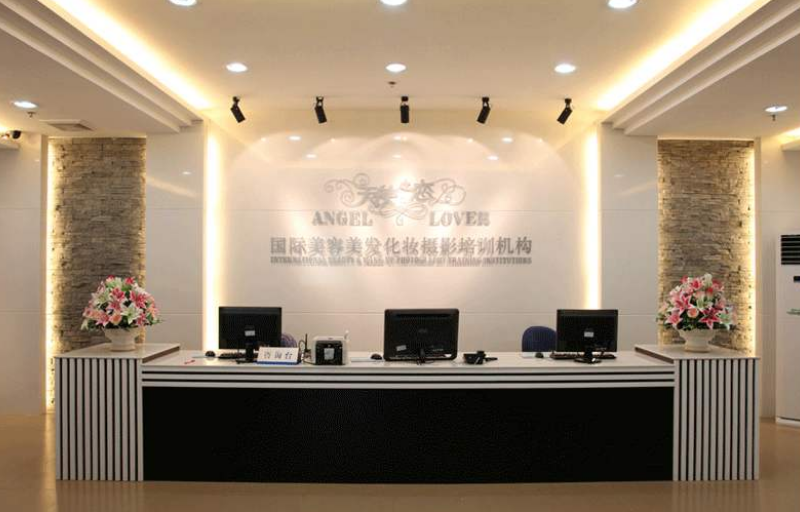 公司前臺接待臺烤漆尖角異形鉆石前臺吧臺定制廠