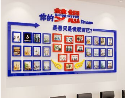  員工照片墻3d立體墻貼亞克力辦公室企業文化墻