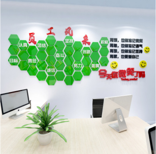 熱賣公司文化墻裝飾辦公室布置企業(yè)標(biāo)語團隊勵志3d亞克力