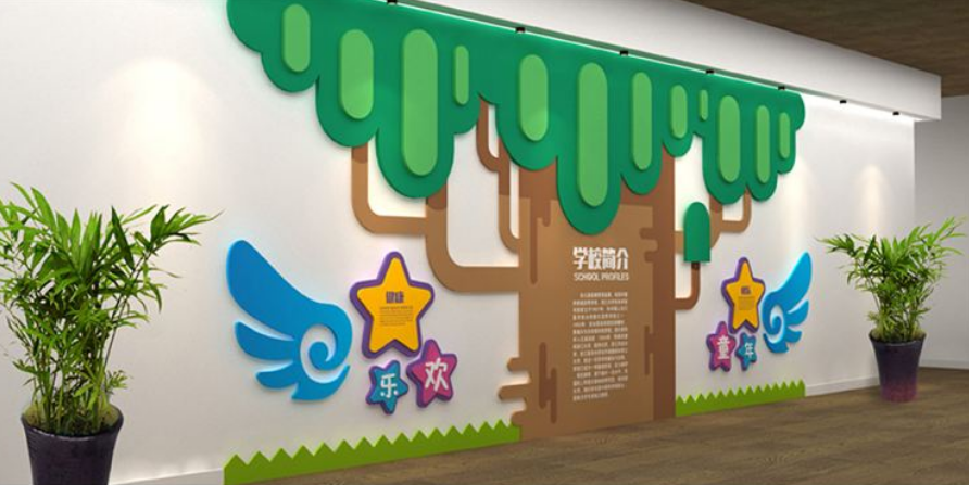 幼兒園墻面裝飾壁紙學(xué)校校園文化墻自粘貼紙3d立體墻