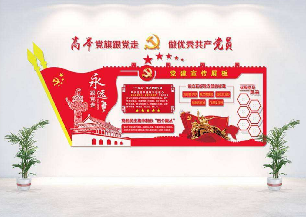 大氣紅色微立體黨員學習園地黨建文化墻