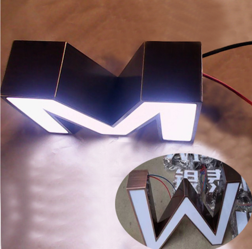 不銹鋼鐵皮烤漆圍邊廣告招牌字制作沖鉆 led 