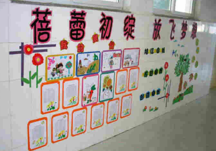 學校辦公樓走廊文化墻裝修效果圖 