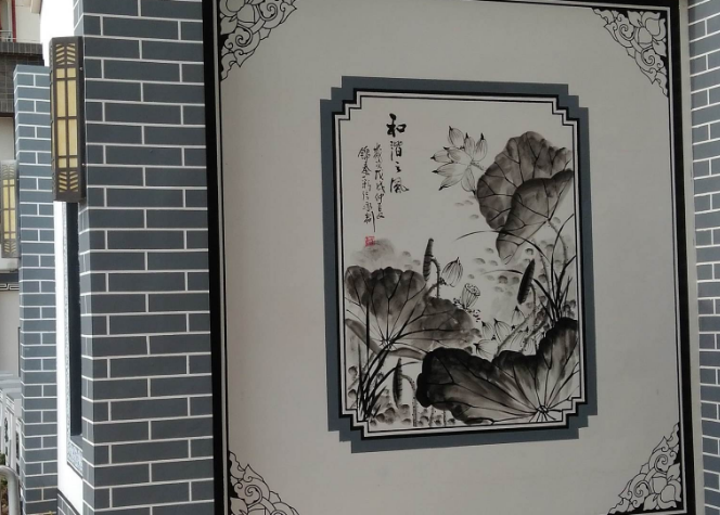 云南花腰傣族花腰傣文化傣族文化墻體彩繪壁畫手繪作品