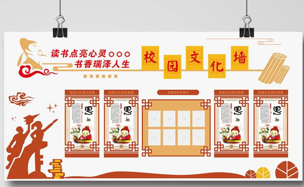 簡約中國風微立體學校德育文化墻展板