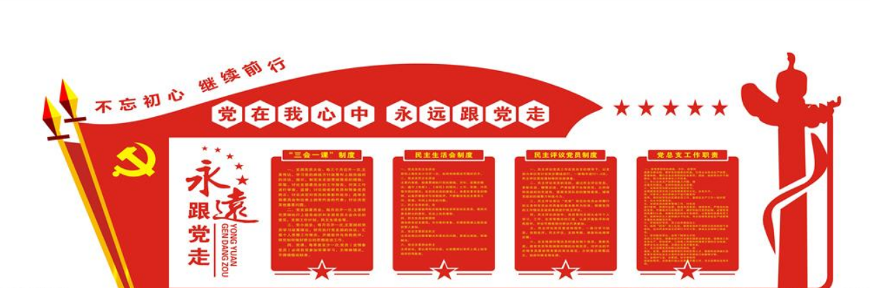 紅色立體黨建文化墻永遠跟黨走黨員活動室設(shè)計圖片