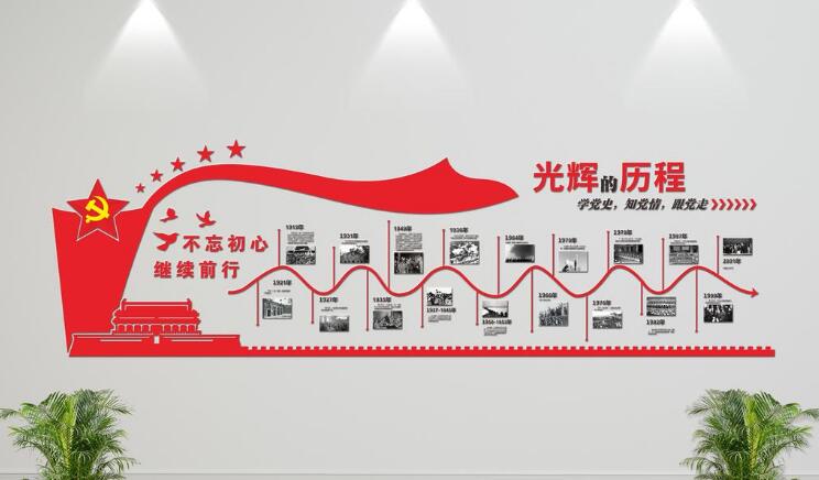 黨建發展歷程文化墻制作效果圖