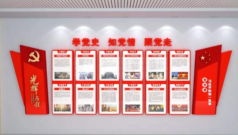 黨建發展歷程文化墻制作效果圖