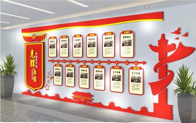 黨建發展歷程文化墻制作效果圖