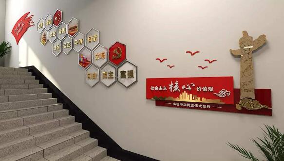 黨建樓梯文化墻制作效果圖