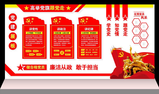 紅色社區(qū)黨政黨員文化墻背景展板黨員