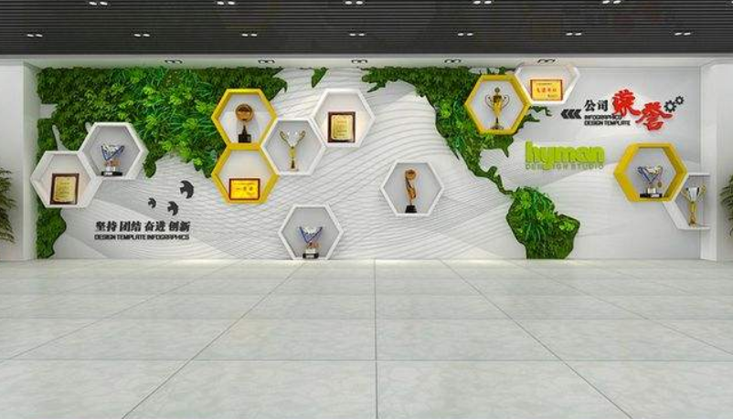 企業榮譽墻展廳設計公司文化墻創意效果圖