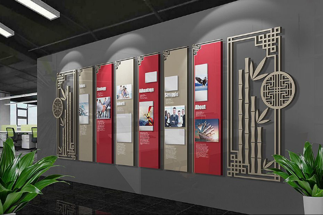 企業(yè)文化墻創(chuàng)意設(shè)計(jì)公司走廊布置3d效果圖圖片