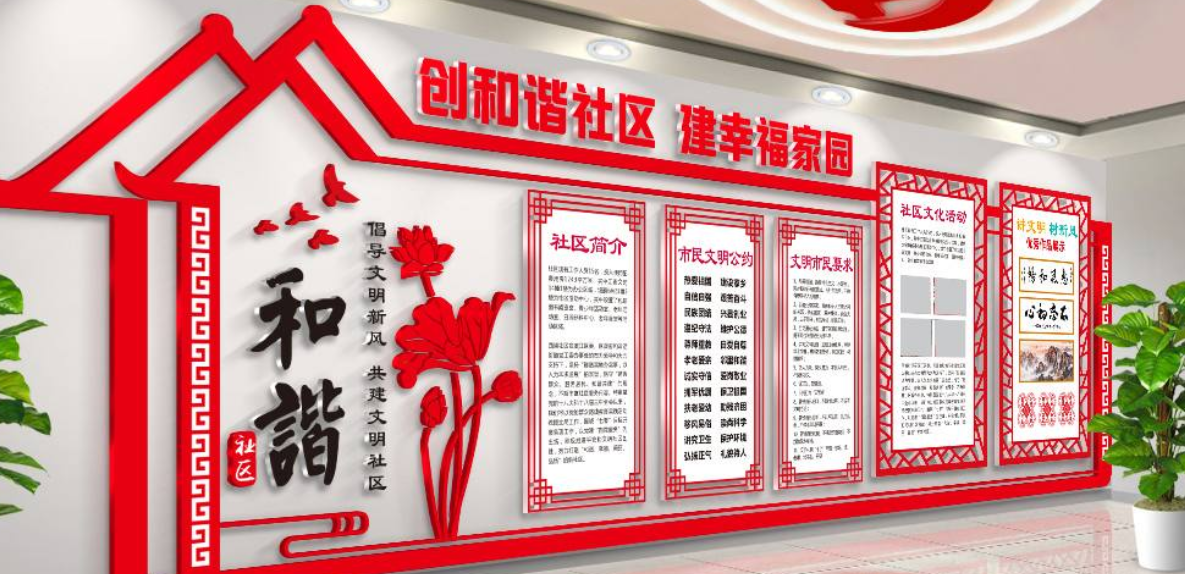 和諧社區文化墻圖片