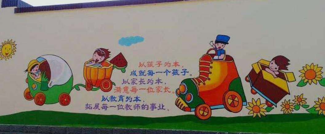 荊門市幼兒園墻體畫 室外墻面彩繪噴繪文化墻彩繪