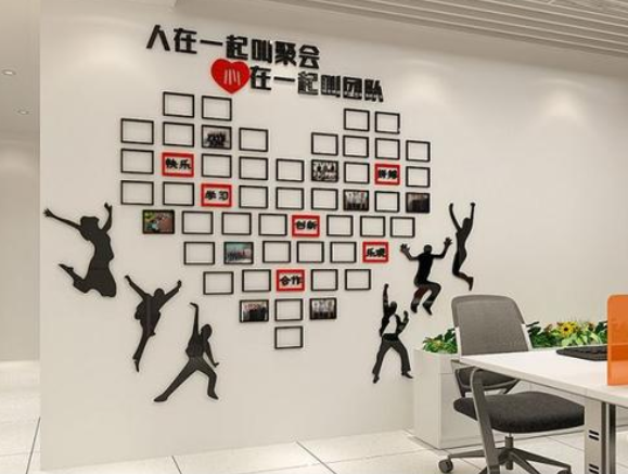 壁紙企業照片墻貼紙公司文化墻3d立體亞克力公告欄相框墻
