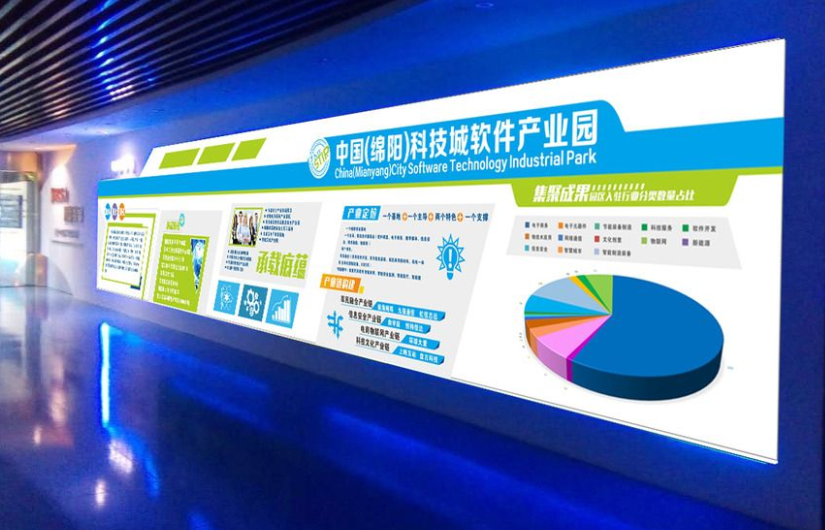 藍(lán)色企業(yè)文化墻展板設(shè)計(jì)