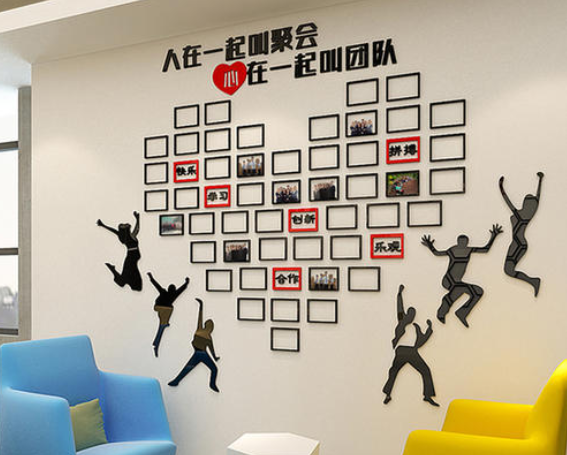 立體公司企業文化墻辦公室勵志照片墻