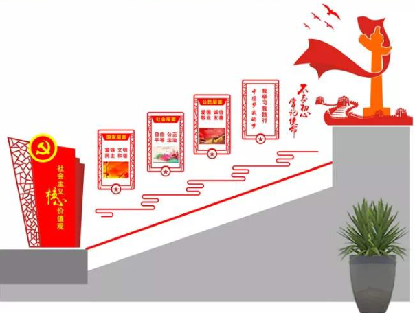 簡潔社會主義核心價值觀立體黨建樓梯文化墻