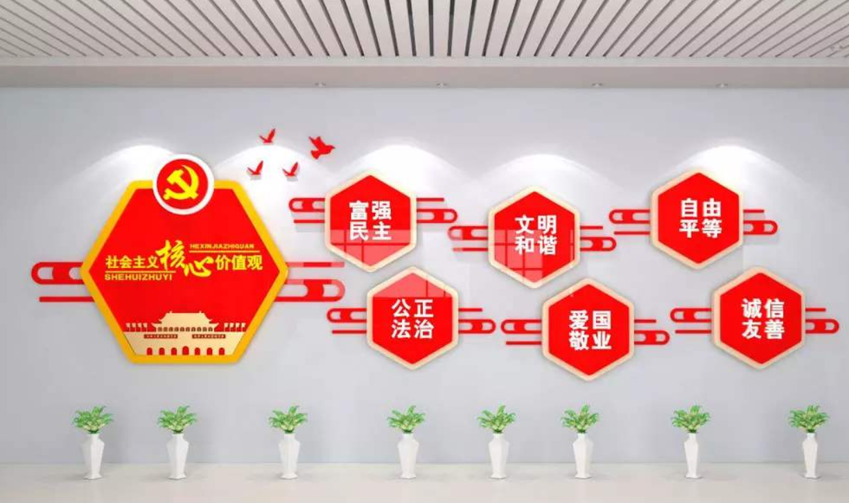 大氣社會主義核心價值觀黨建文化墻設計