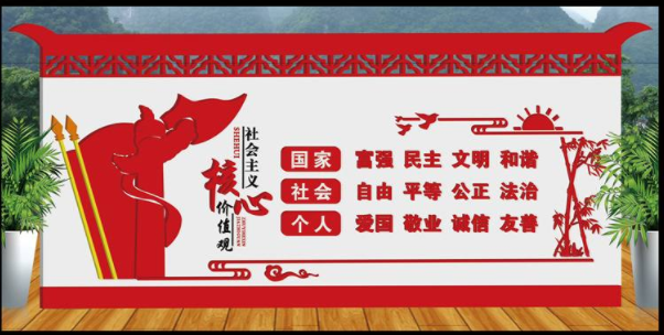 大氣社會主義核心價值觀黨建文化墻設計