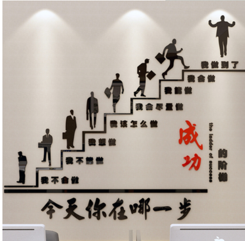 成功階梯3d立體墻貼背景墻辦公室
