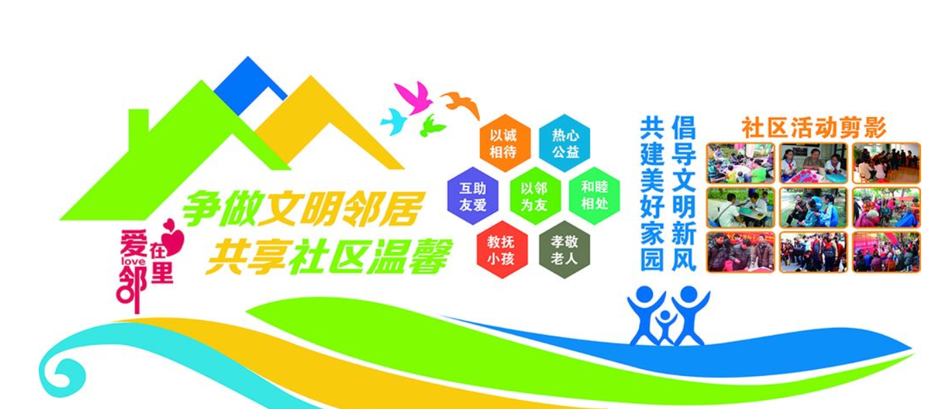 溫馨社區(qū)文化形象墻社區(qū)活動照片墻