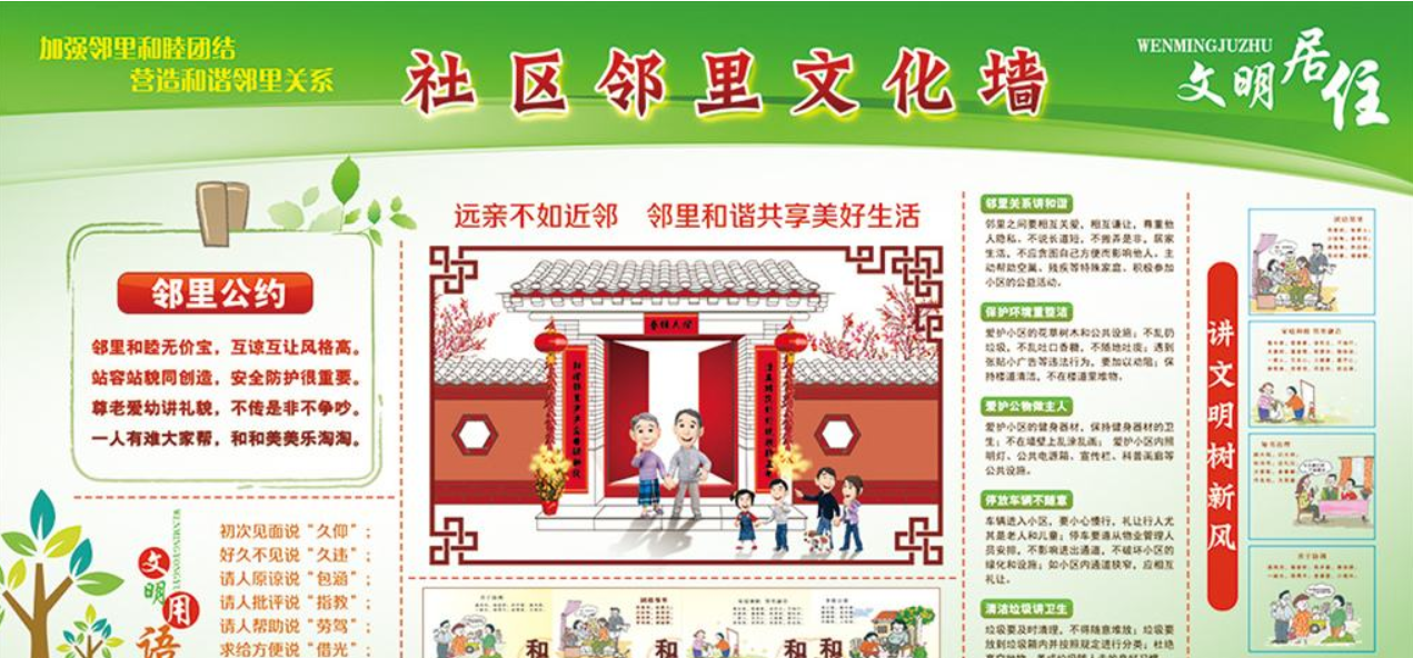 鄰里文化社區(qū)文化墻圖片