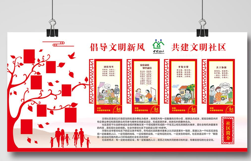 社區村規民約板鄰里社區文化墻