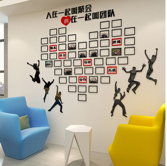 員工團隊風(fēng)采亞克力墻貼3d立體公司企業(yè)文化墻