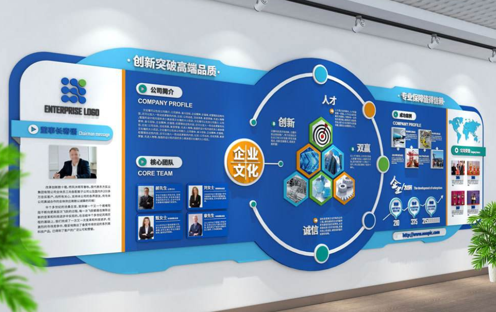 科技企業文化墻商務大型辦公室形象墻設計圖片