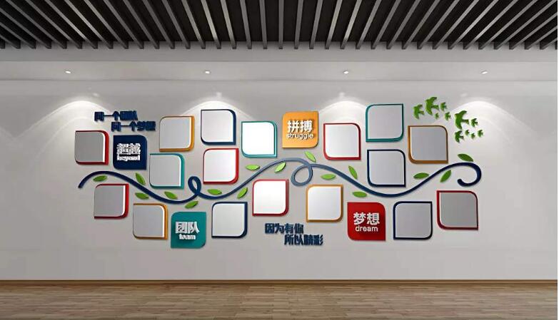 簡約清新企業文化墻制作效果圖