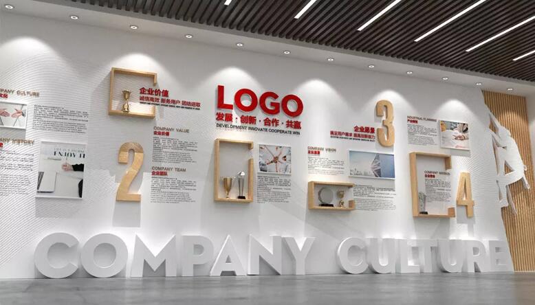 中式木質企業文化墻制作效果圖