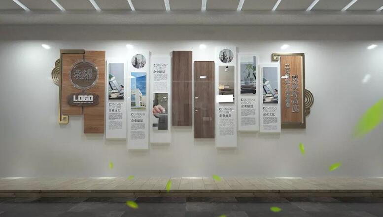 中式木質企業文化墻制作效果圖
