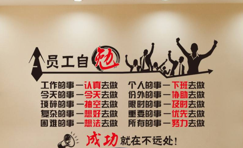 員工自勉勵志墻貼企業文化墻裝飾公司辦公室激勵貼