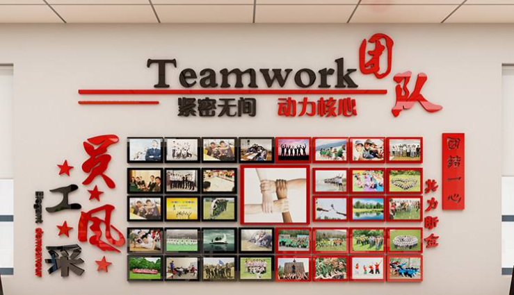 3d 奮斗公司勵志墻貼企業文化墻布置辦公室員工風采照片墻